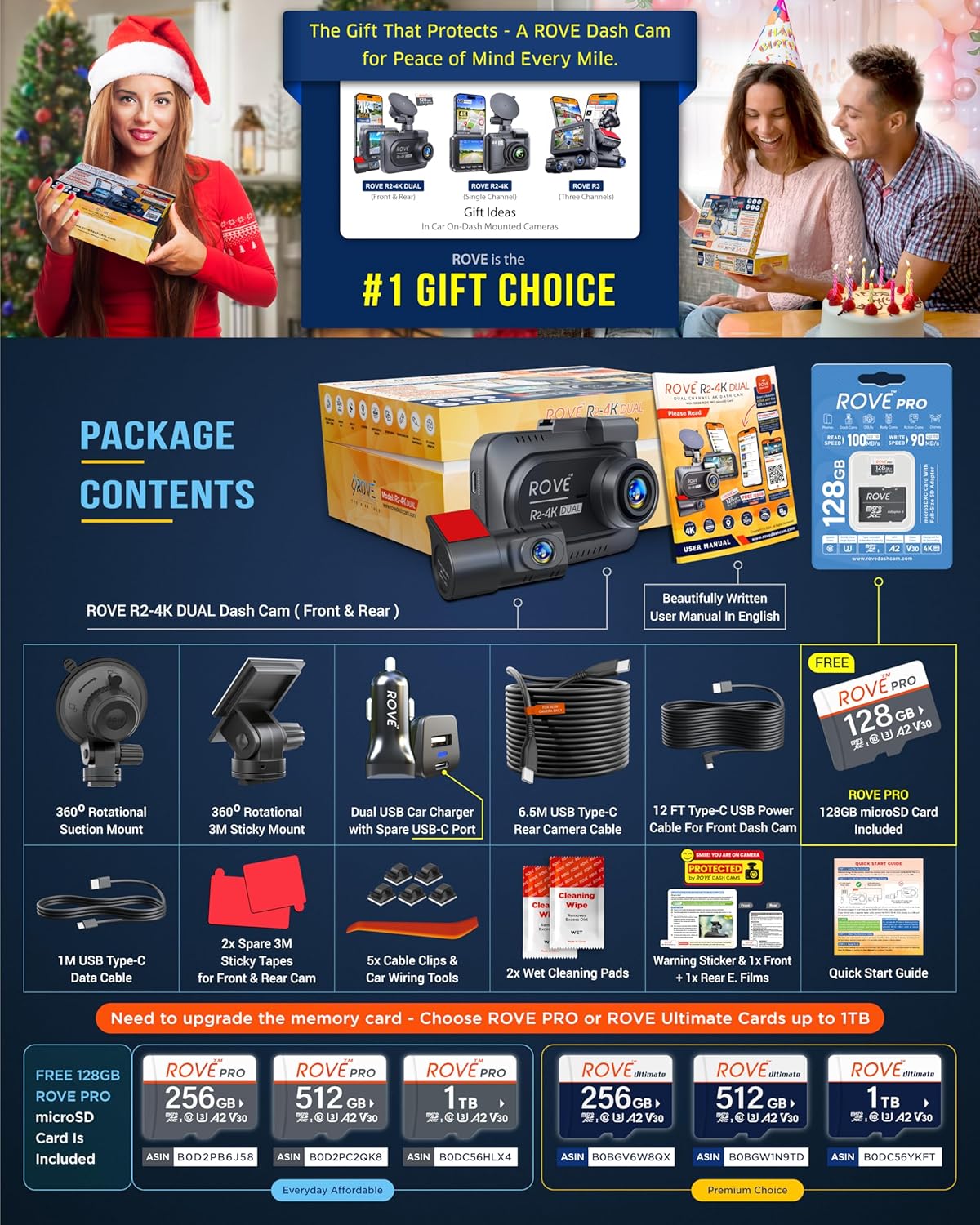 Dash Cam Front and Rear 24H Parking Mode
